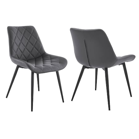 Armen Living Loralie Gray Faux Leather and Black Metal Dining Chairs, PK2 LCLRSIBLGR